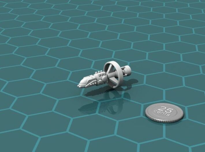 ISN Destroyer 3d printed Render of the model, with a virtual quarter for scale.