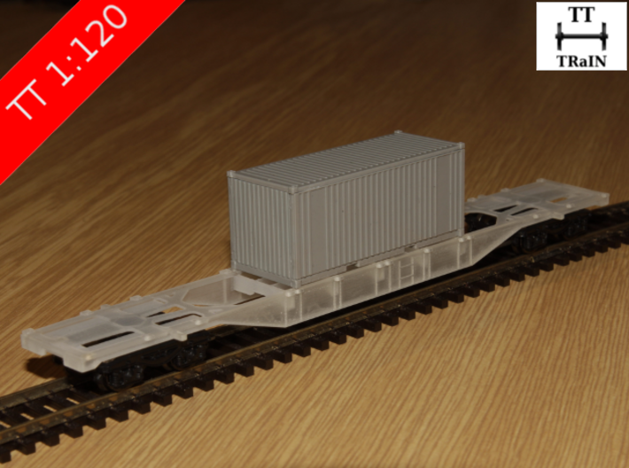 TT Scale Sgnss Container Wagon (EU) 3d printed Sgnss (Container and chassis not included)