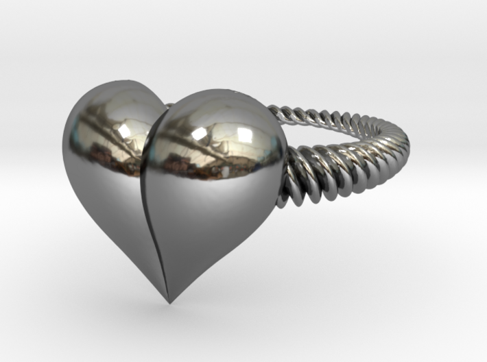 Size 9 Heart Ring 3d printed