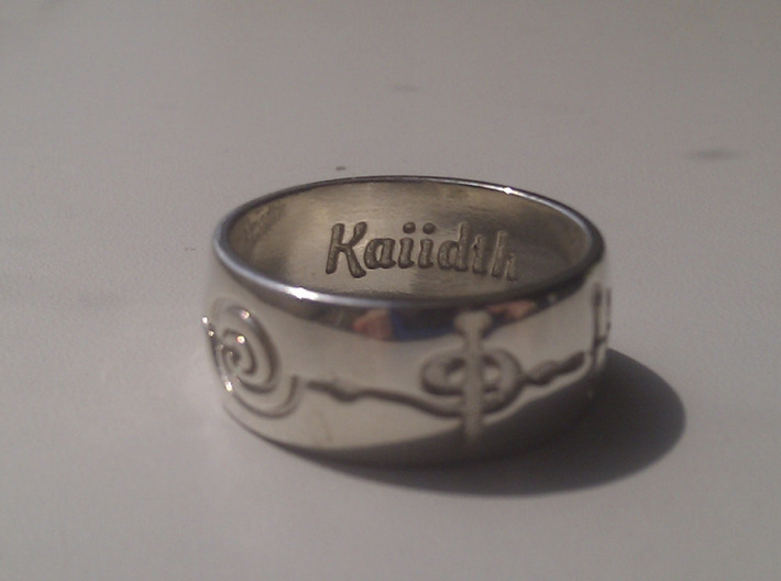 &quot;Kaiidth&quot; Vulcan Script Ring - Engraved Style 3d printed Pictured: Polished Silver