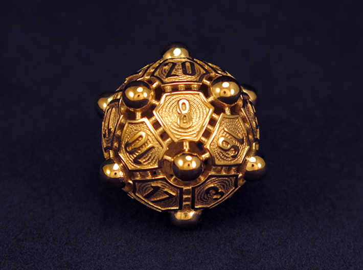 Nucleus D20 3d printed Polished Brass