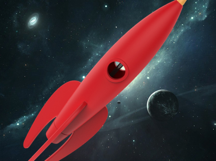 Retro Rocket Pen Holder 3d printed 