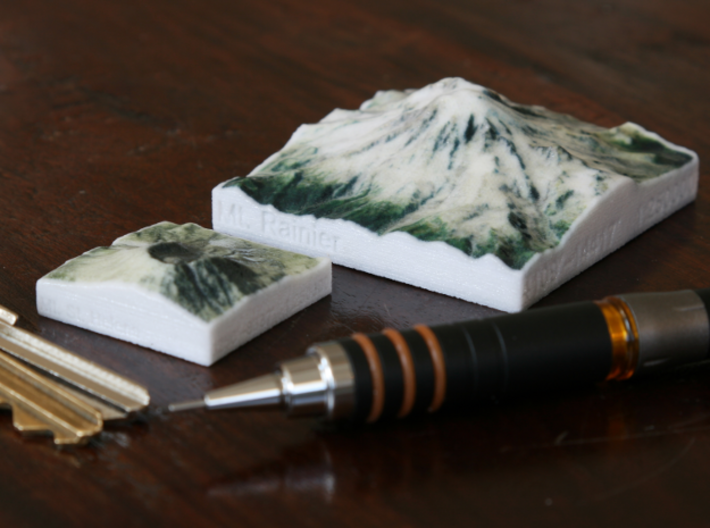 Mt. St. Helens, Wash., USA, 1:250000 Explorer 3d printed Photo of Mt. Rainier and Mt. St. Helens at 1:250000