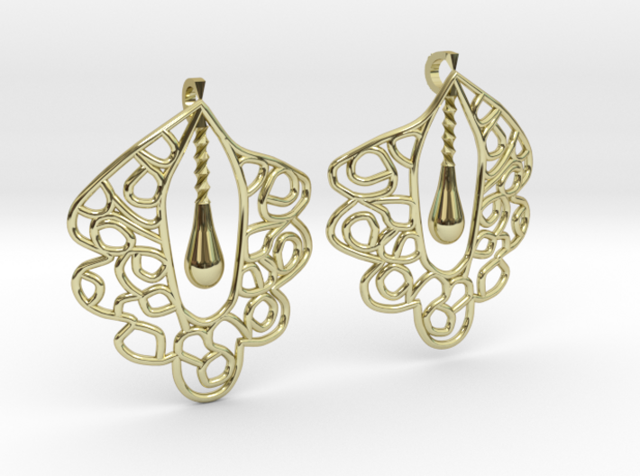 Granada Earrings (Curved Shape). 3d printed