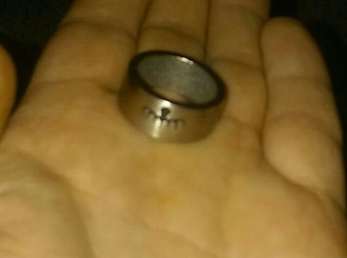 SPECTRE ring - mens size 9.75 3d printed What polished Nickel looks like after post processing.