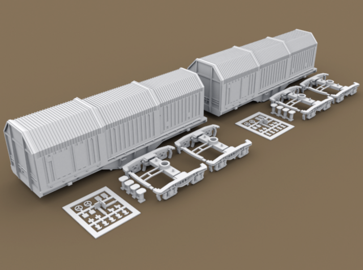 TT Scale Shimms Wagon 2pcs complete set (EU) 3d printed TT Scale Shimms Wagon 2pcs complete set - individual parts