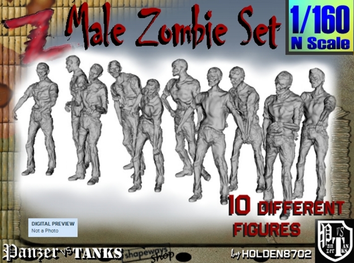 1-160 Male Zombie Set 3d printed