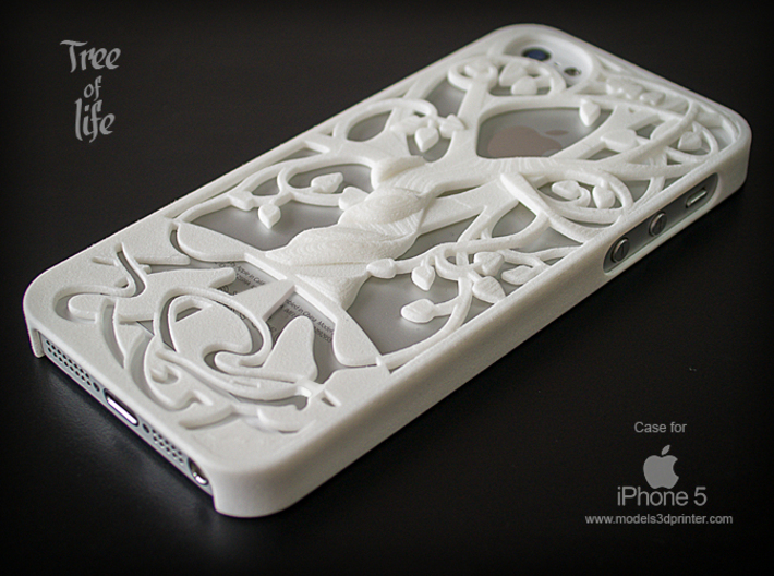Iphone 5, 5S case "Tree of life" 3d printed White Strong & Flexible Polished (Printed on Shapeways )