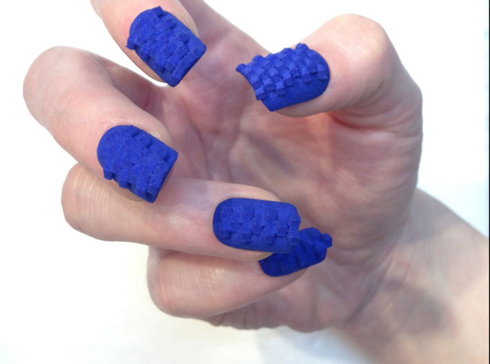 Cube Nails (Size 0) 3d printed Blue Strong and Flexible Polished