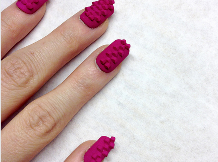Cube Nails (Size 0)  3d printed Pink Strong and Flexible Polished