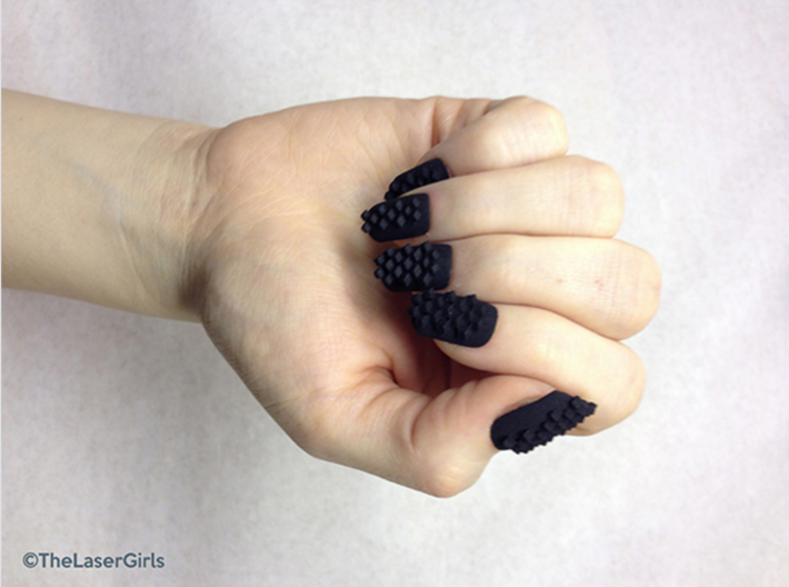 Cube Nails (Size 1)  3d printed Black Strong and Flexible Polished