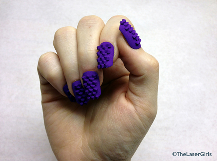 Cube Nails (Size 3) 3d printed Purple Strong and Flexible Polished
