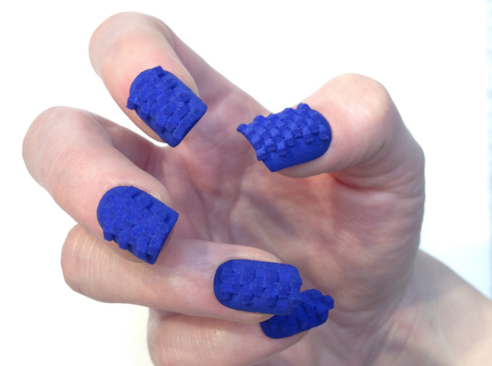 Cube Nails (Size 2) 3d printed Blue Strong and Flexible Polished