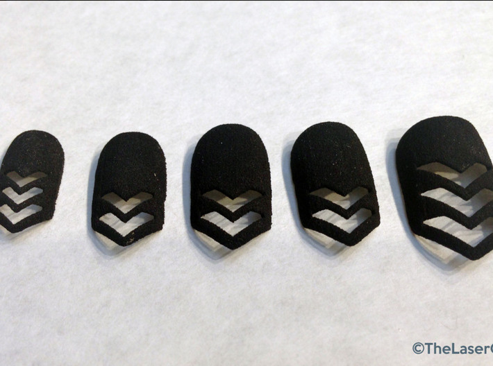 Chevron Nails (Size 1) 3d printed Black Strong and Flexible