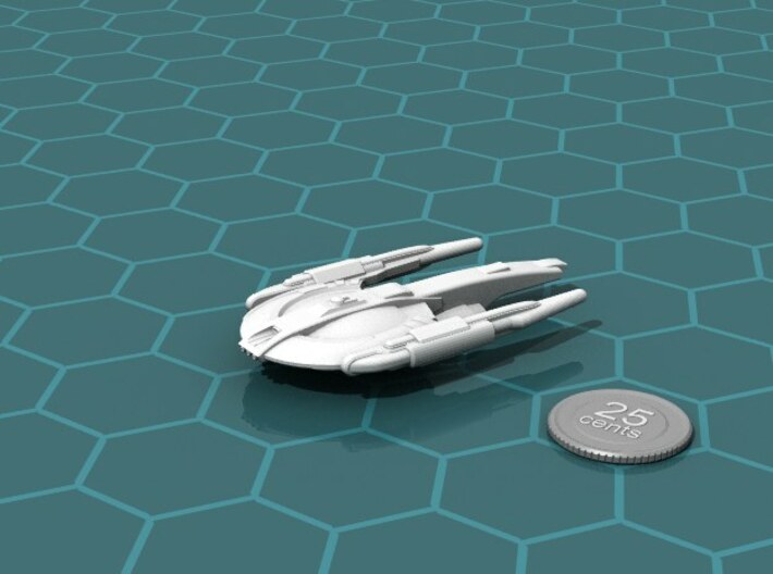 Xuvaxi Commissioner 3d printed Render of the model, with a virtual quarter for scale.