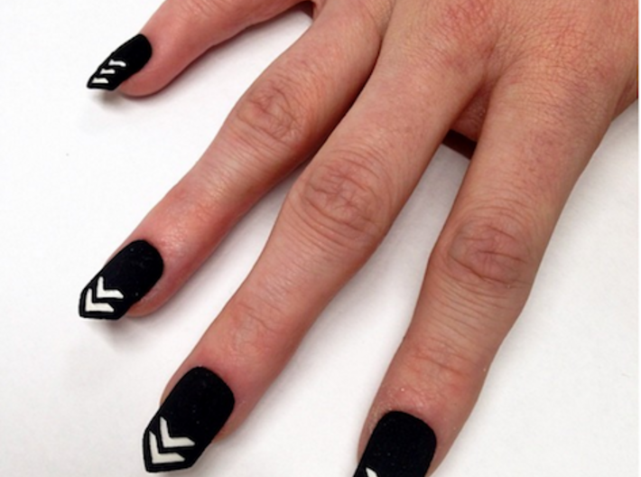 Chevron Nails (Size 1) 3d printed With painted nail underneath