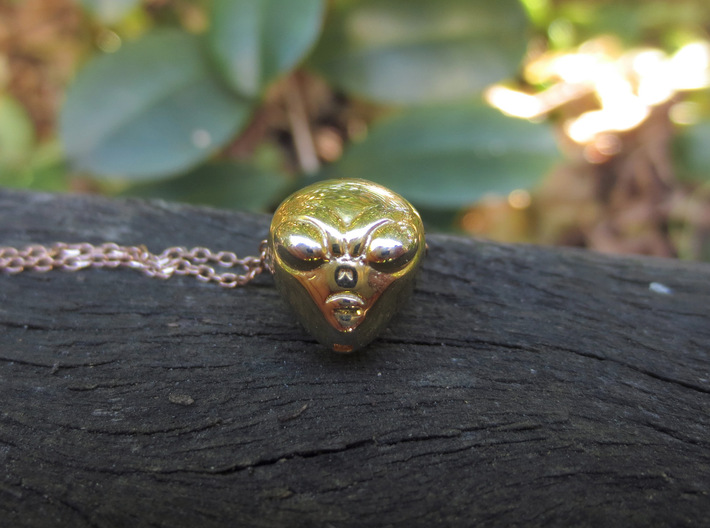 Reversible Alien head pendant 3d printed Photo of side two
