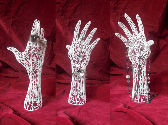 Wireframe hand - Jewelry Display Model 3d printed