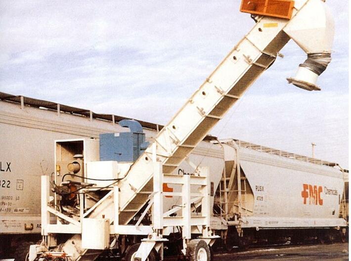 HO 1/87 Conveyor Unloader - Rail Hoppers/Road tank 3d printed Photo of an actual conveyer/unloader.
