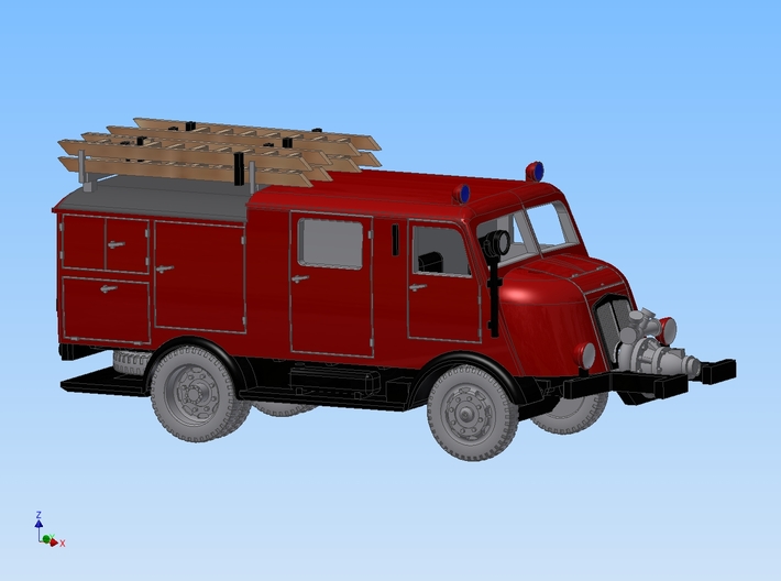 Feuerwehr LF15 auf LKW Horch H3 Spur TT 1:120 3d printed