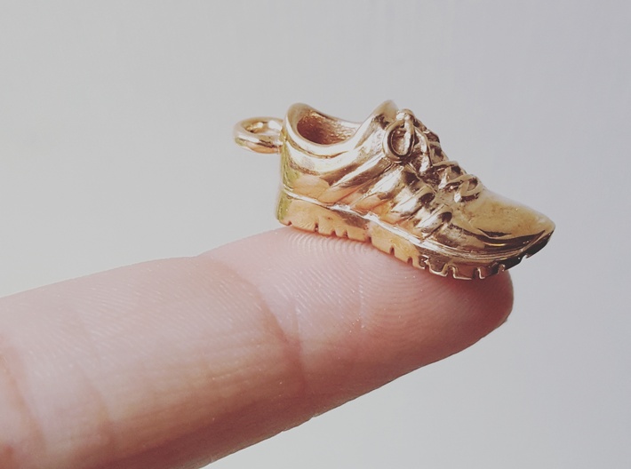 Running Shoe Charm  3d printed Polished Bronze