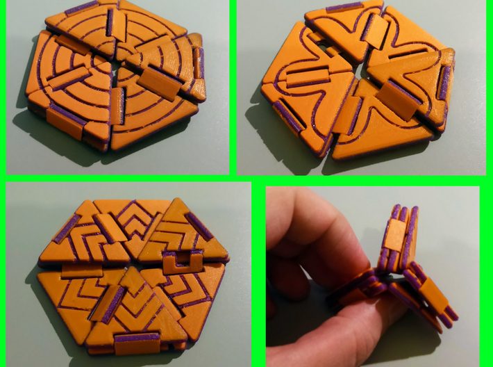 Tri-Hexaflexagon (3 symbols) 3d printed 