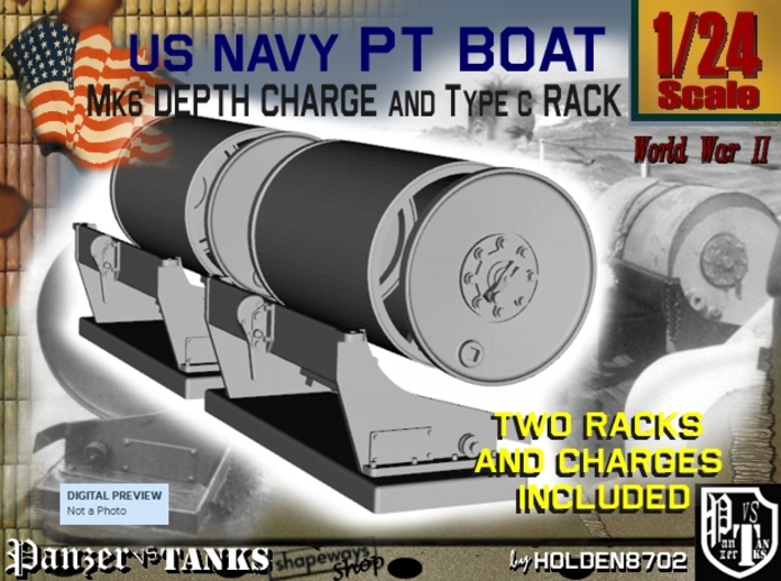 1/24 PT Boat Depth Charge W/ Rack Set 1 3d printed