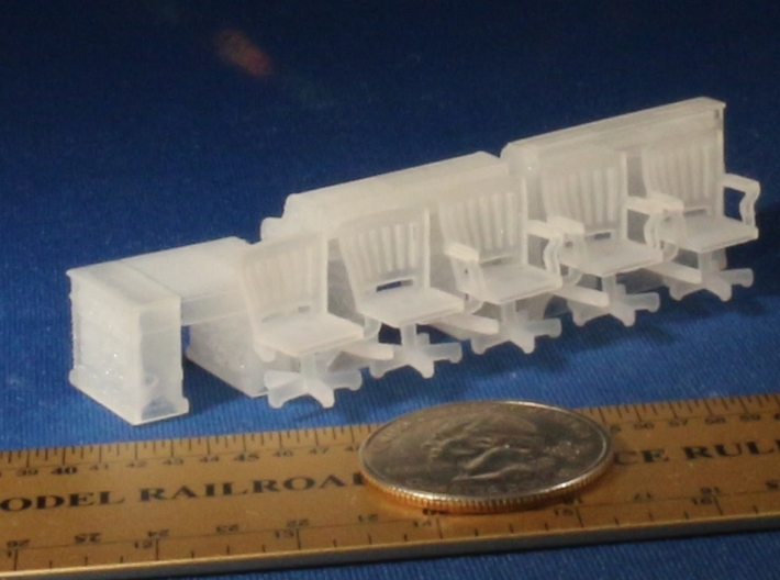S Scale Rolltop desks and Chairs 3d printed 