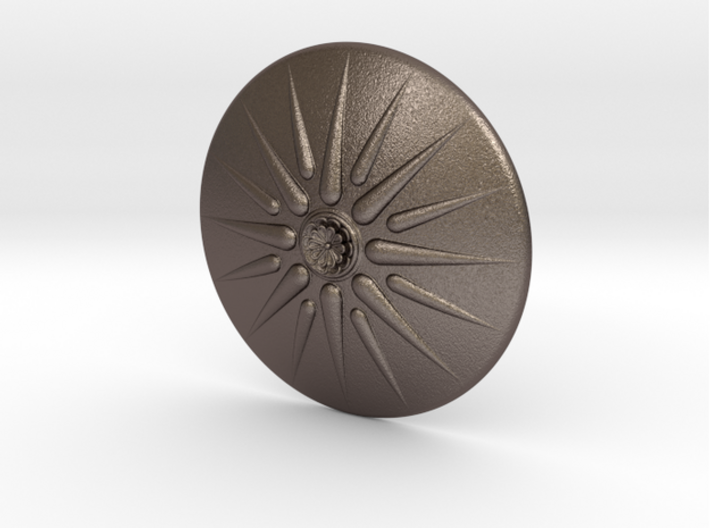 Sun of Vergina Belt Buckle, Detailed Center 3d printed Stainless Steel (front)
