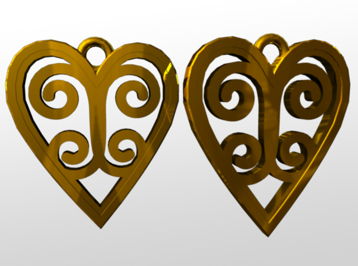 Ace Earrings - Hearts 3d printed rendered image