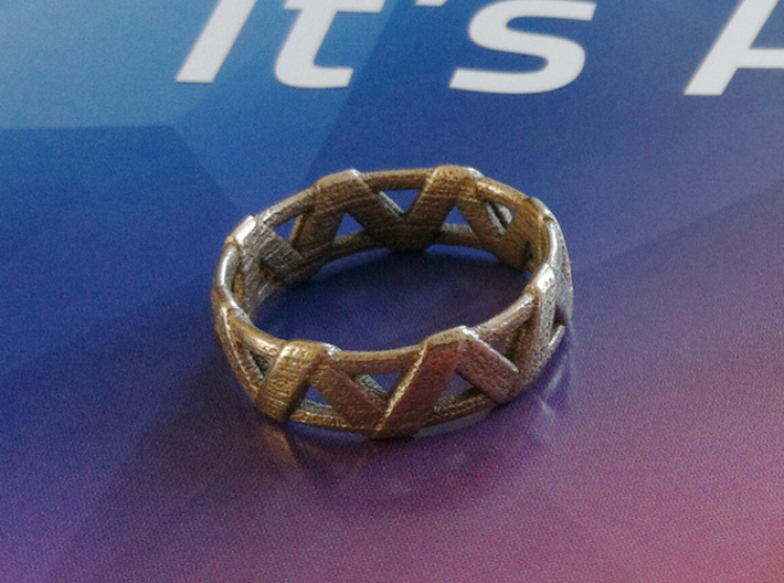 Weave Ring 3d printed Printed in Stainless Steel