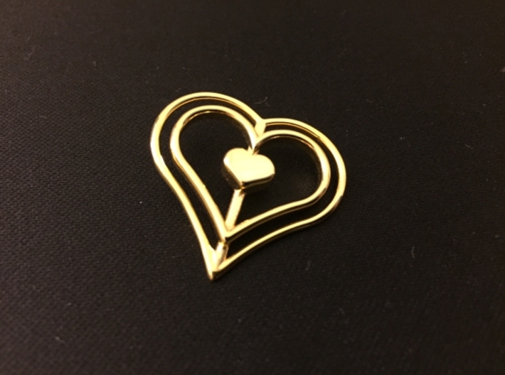 Three Heart Pendant 3d printed 14k Gold Plated Three Heart Pendant
