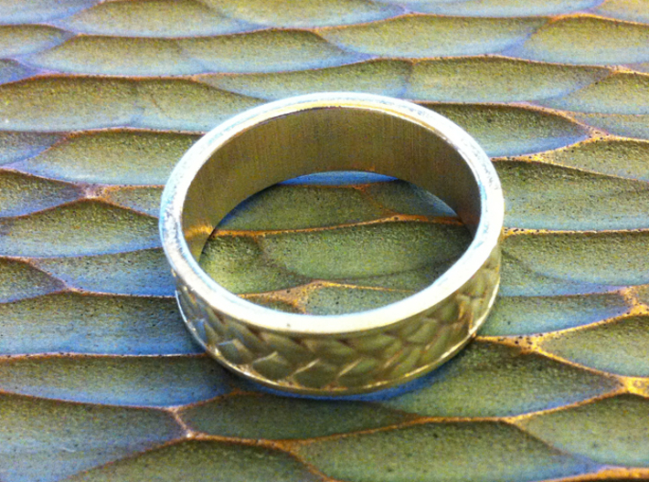 Woven Ring 3d printed Polished Silver