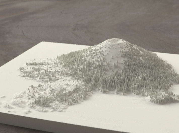 8'' Wizard Island, Oregon, USA, Sandstone 3d printed Radiance rendering, looking East
