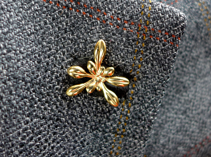 Arabidopsis Lapel Pin -Science Jewelry 3d printed Arabidopsis lapel pin in polished bronze