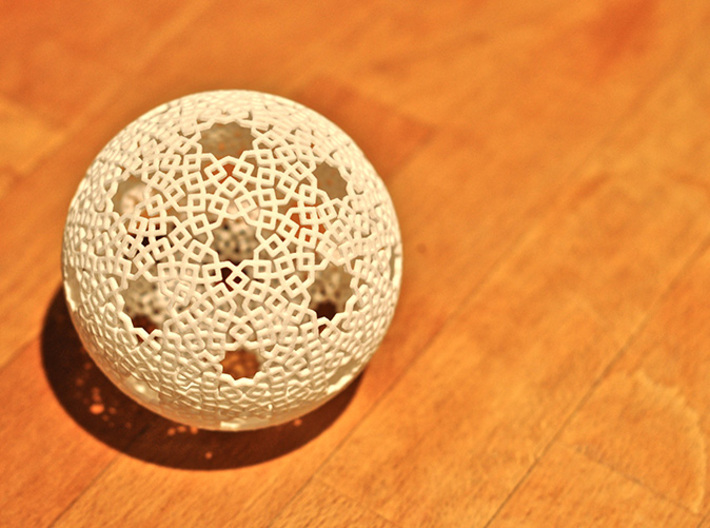Starball with kites 3d printed Printed in White, Strong and Flexible.
