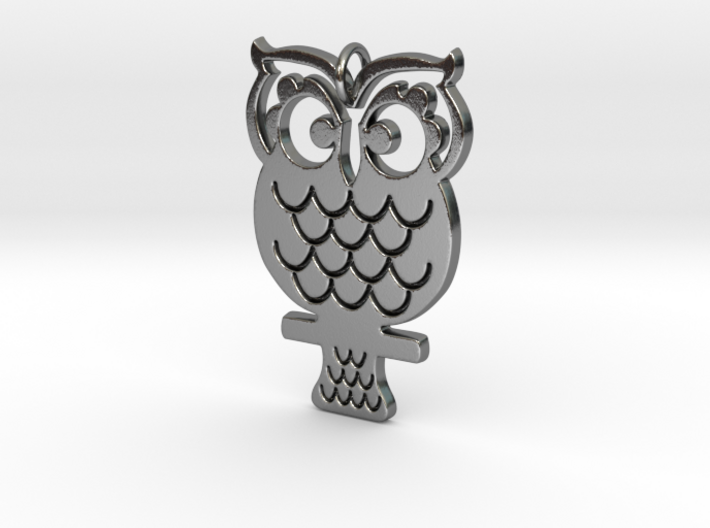 Retro Owl Pendant 3d printed