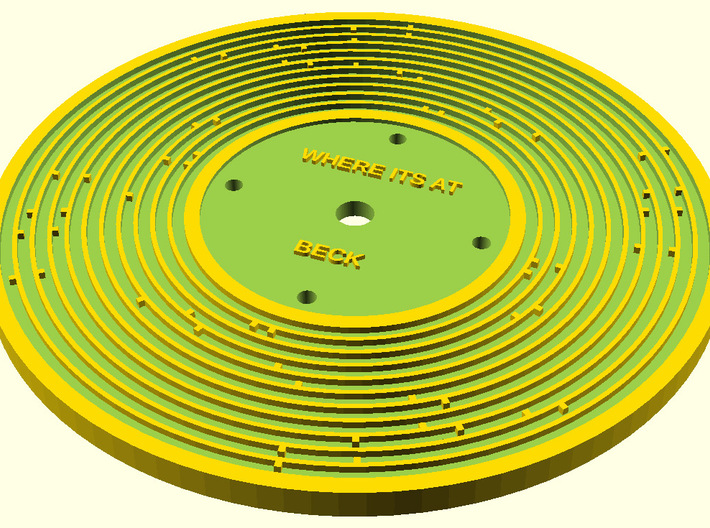 Custom Fisher Price record 3d printed Front: Where its at by Beck