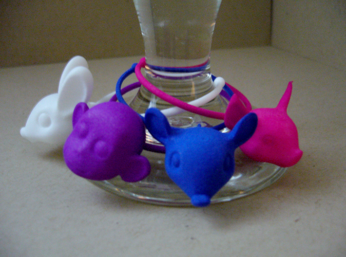 Little Pig Wine Glass Charm 3d printed Four Wine Glass Charms - Bunny, Monkey, Mouse, Pig 