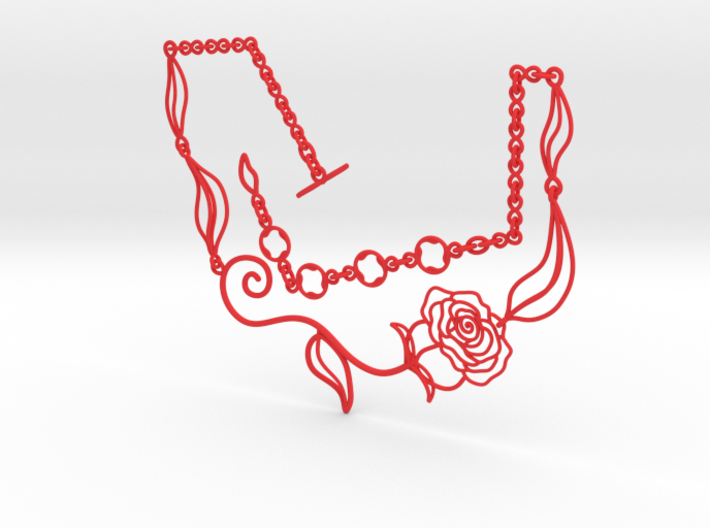 Leaves, Love & Roses Necklace  3d printed 