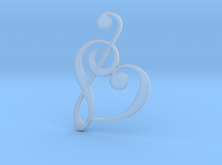 Heart Clef Pendant - Ultra detail 3d printed