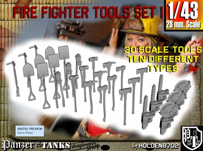 1-43 Firemen Tools Set 1 3d printed