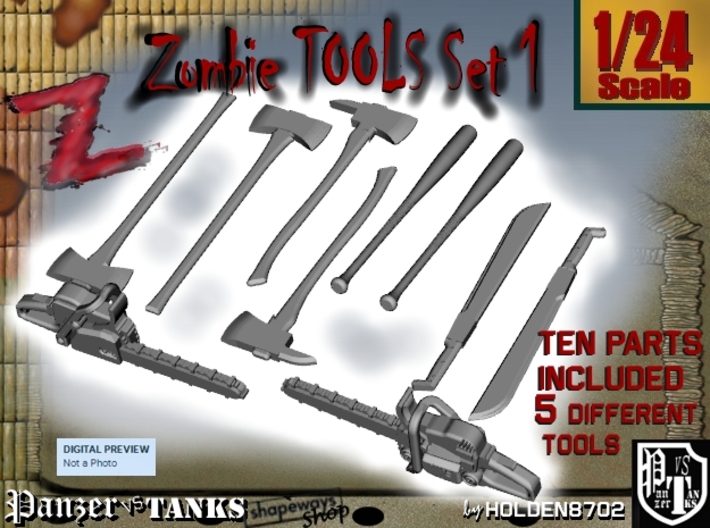 1-24 Zombie Tools Set 1 3d printed