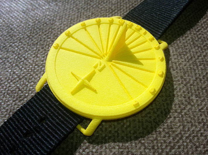 42.36N Sundial Wristwatch With Compass Rose 3d printed The 42.36N Model Printed in Yellow Nylon