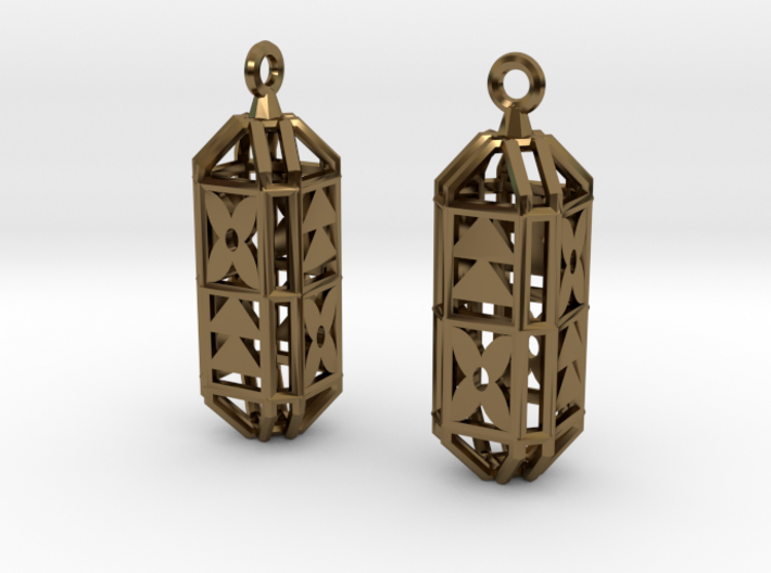 Octagon Cage Earrings 3d printed