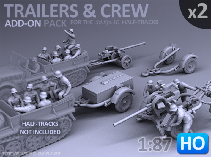 Trailers &amp; Crew : Add-on (2 pack) - 1:87 - HO 3d printed