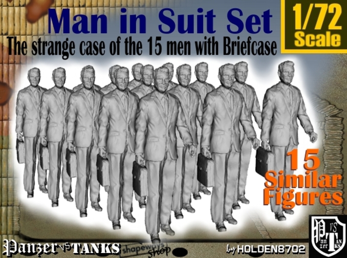1/72 Man In Suit W/ Briefcase Set 3d printed
