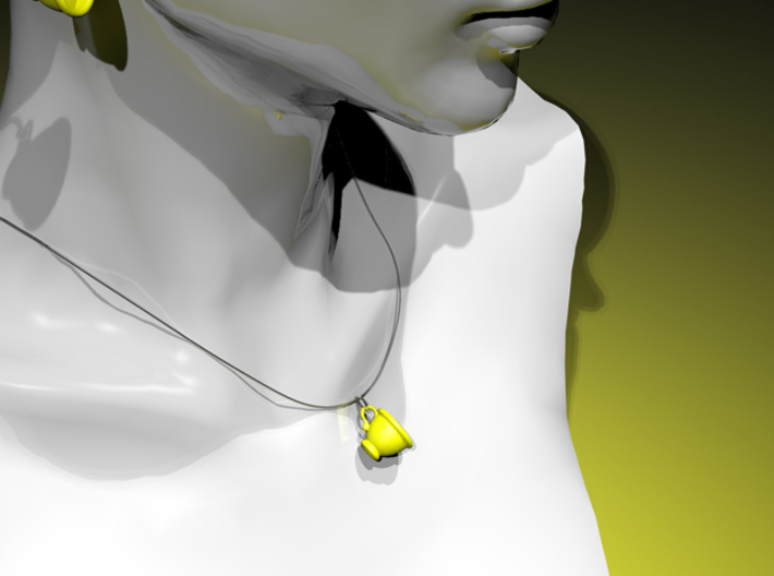 Coffee Cup Pendant 3d printed Yellow Strong & Flexible Polished