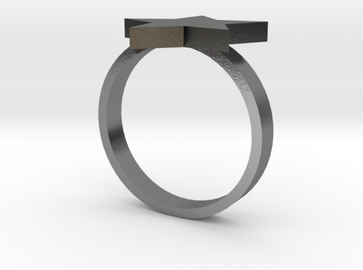 Silver Star Ring (Size M) 3d printed 