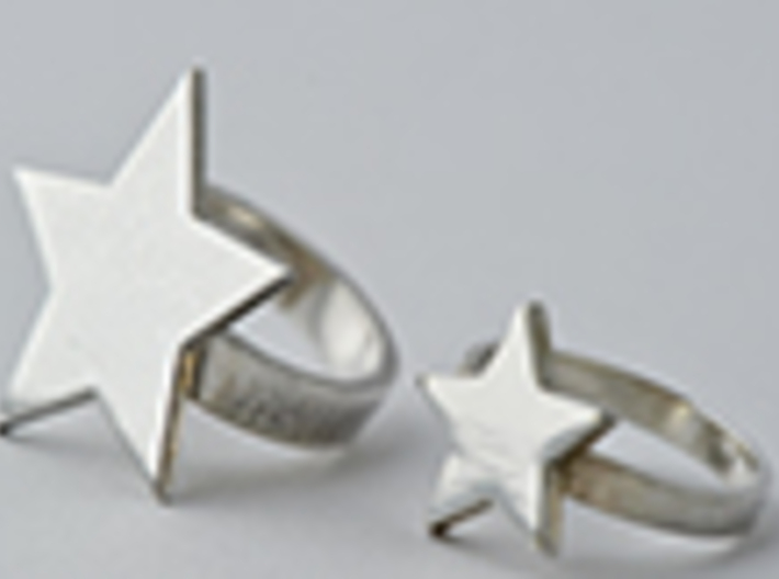 Silver Star Ring (size M) 3d printed Ring shown on left in image